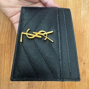 Yves Saint Laurent Black Card Holder with Gold Logo